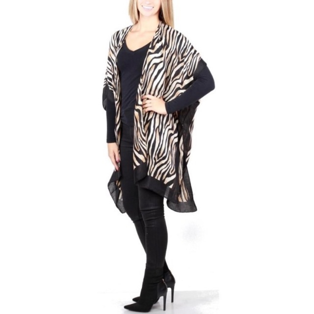 Women’s Tiger Stripes Kimono Black/Cream One Size